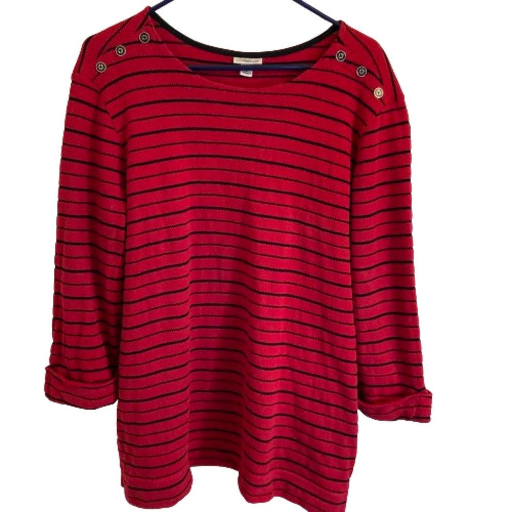 Croft & Barrow Red and Black Striped Sweater